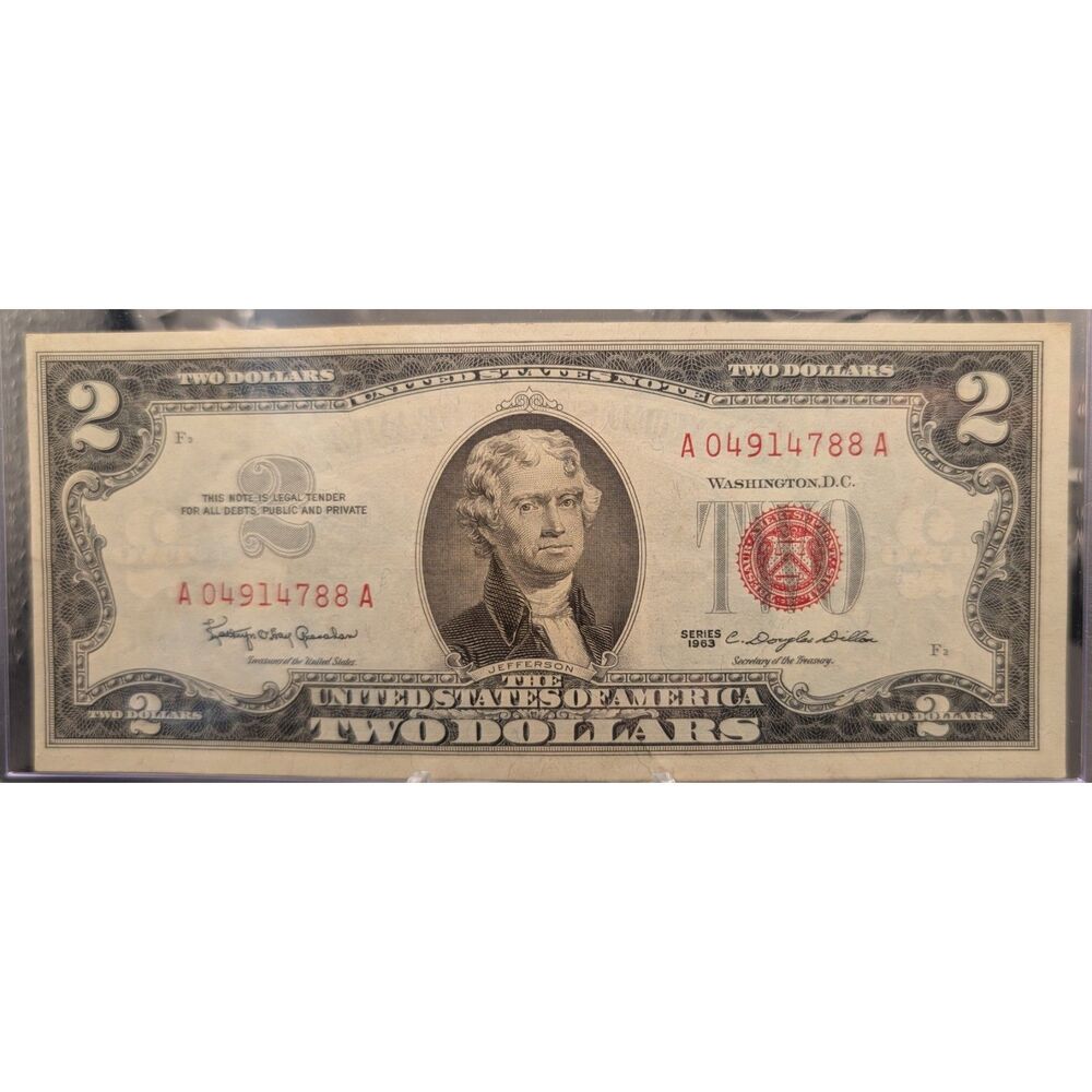1963 $2 Red Seal United States Note • Crisp Paper • Bold Red Seal/Serials